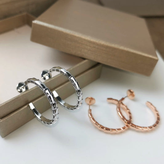 BVLGARI 925 Silver Serpenti Earrings