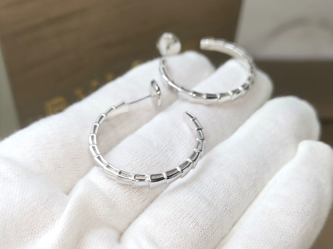 BVLGARI 925 Silver Serpenti Earrings
