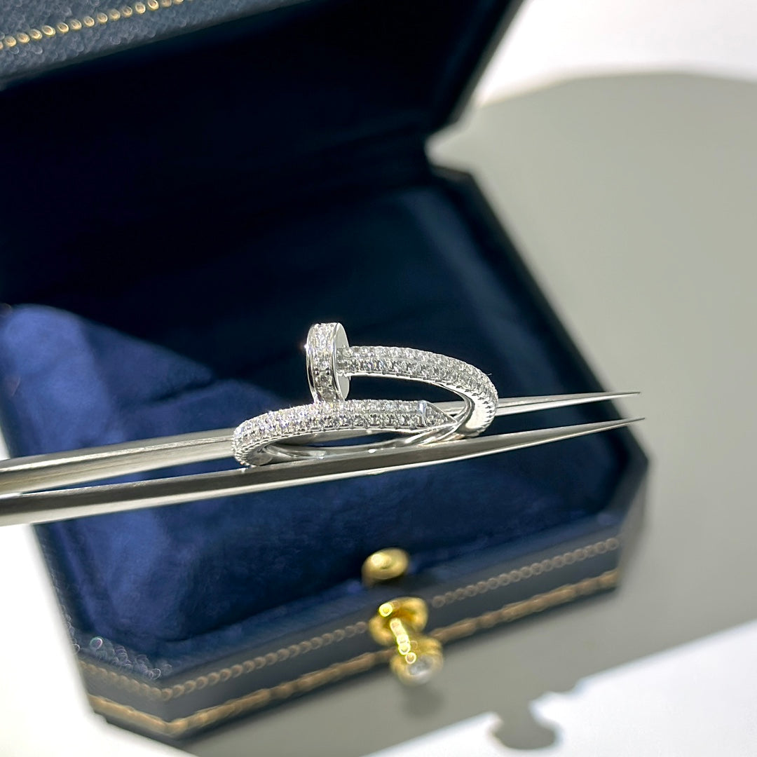 Cartier-Style Pavé Diamond Nail Open Ring