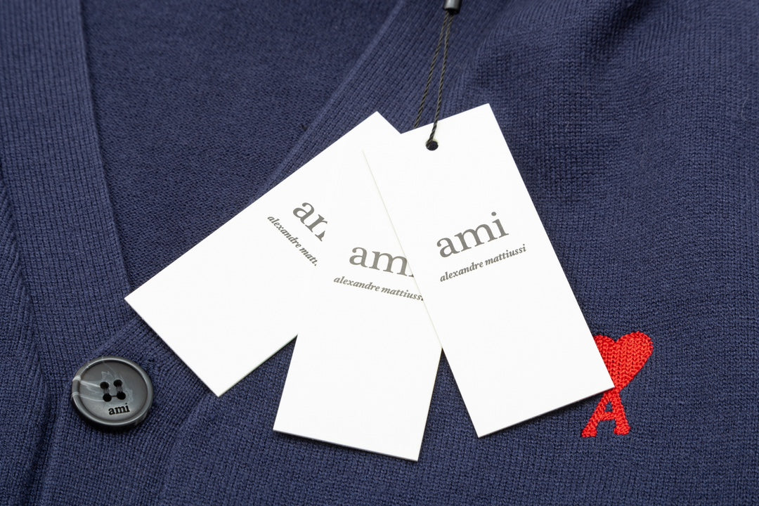 AMI PARIS Cotton and wool cardigan
