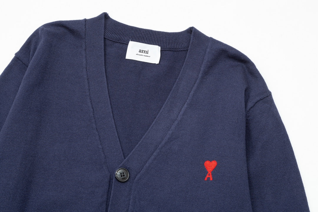 AMI PARIS Cotton and wool cardigan