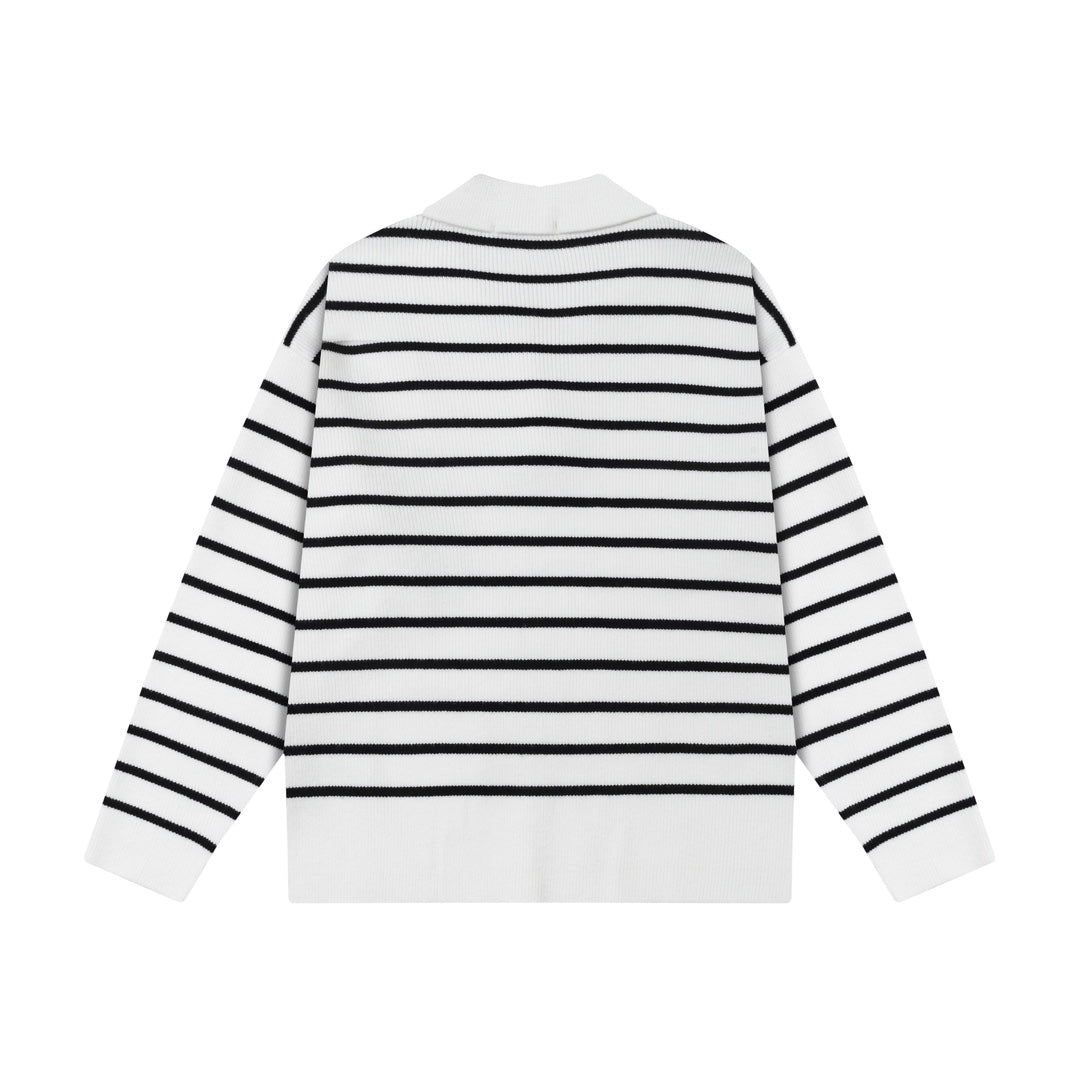 AMI PARIS Cotton and wool striped sweater