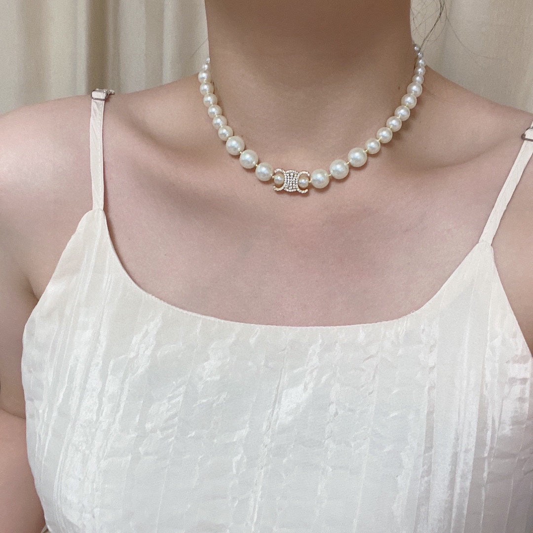 CELINE Pearl Crystal Necklace