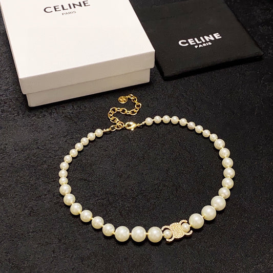 CELINE Pearl Crystal Necklace