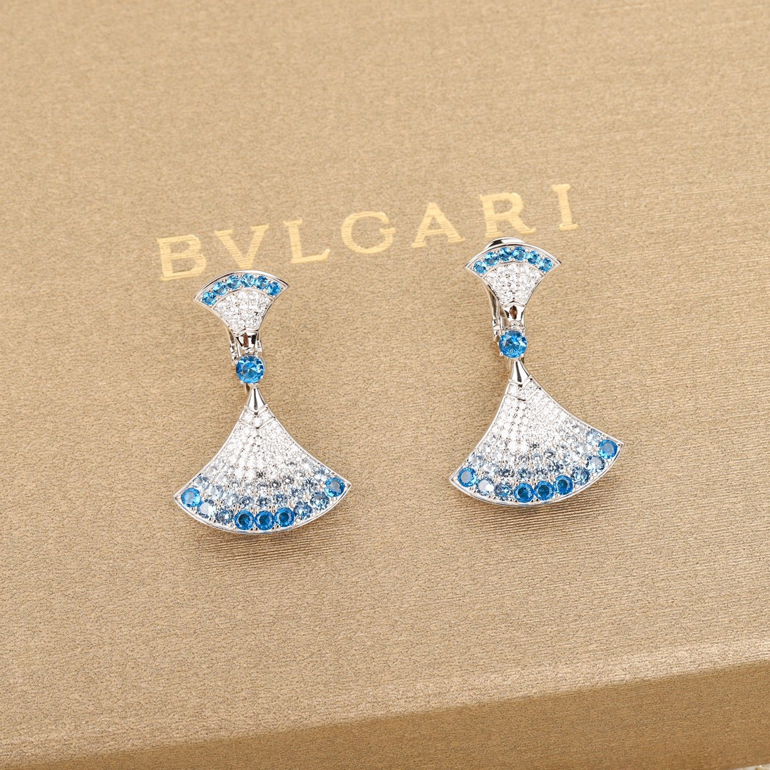 BVLGARI 925 Silver Crystal Earrings