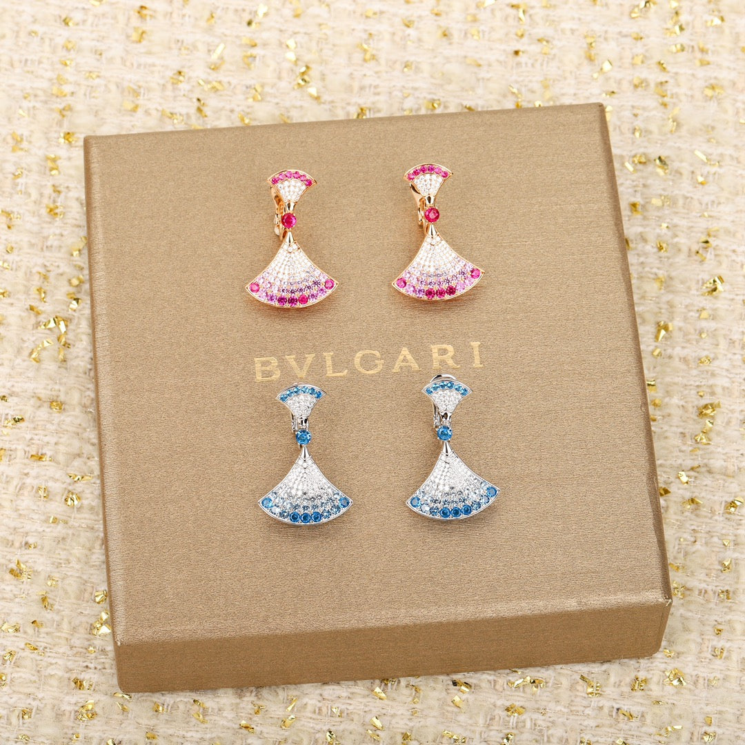BVLGARI 925 Silver Crystal Earrings