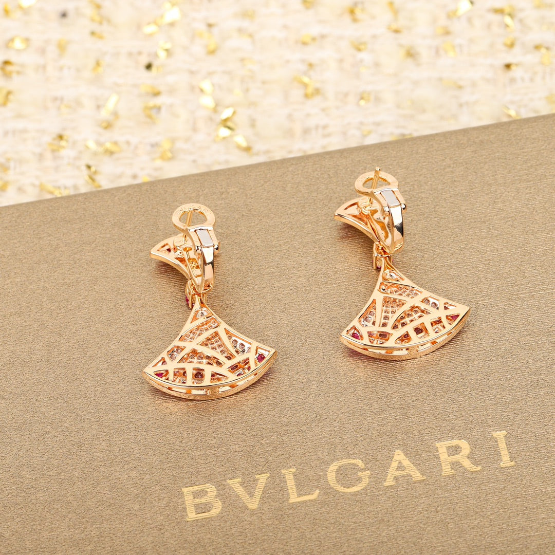 BVLGARI 925 Silver Crystal Earrings