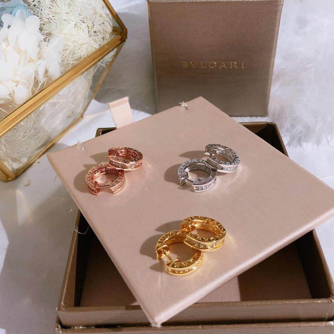 BVLGARI 925 Silver Crystal Earrings