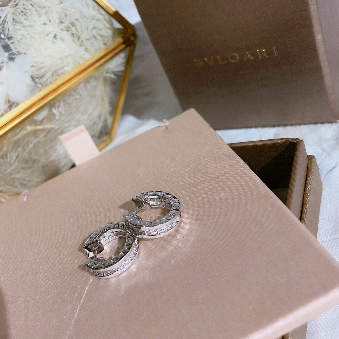 BVLGARI 925 Silver Crystal Earrings