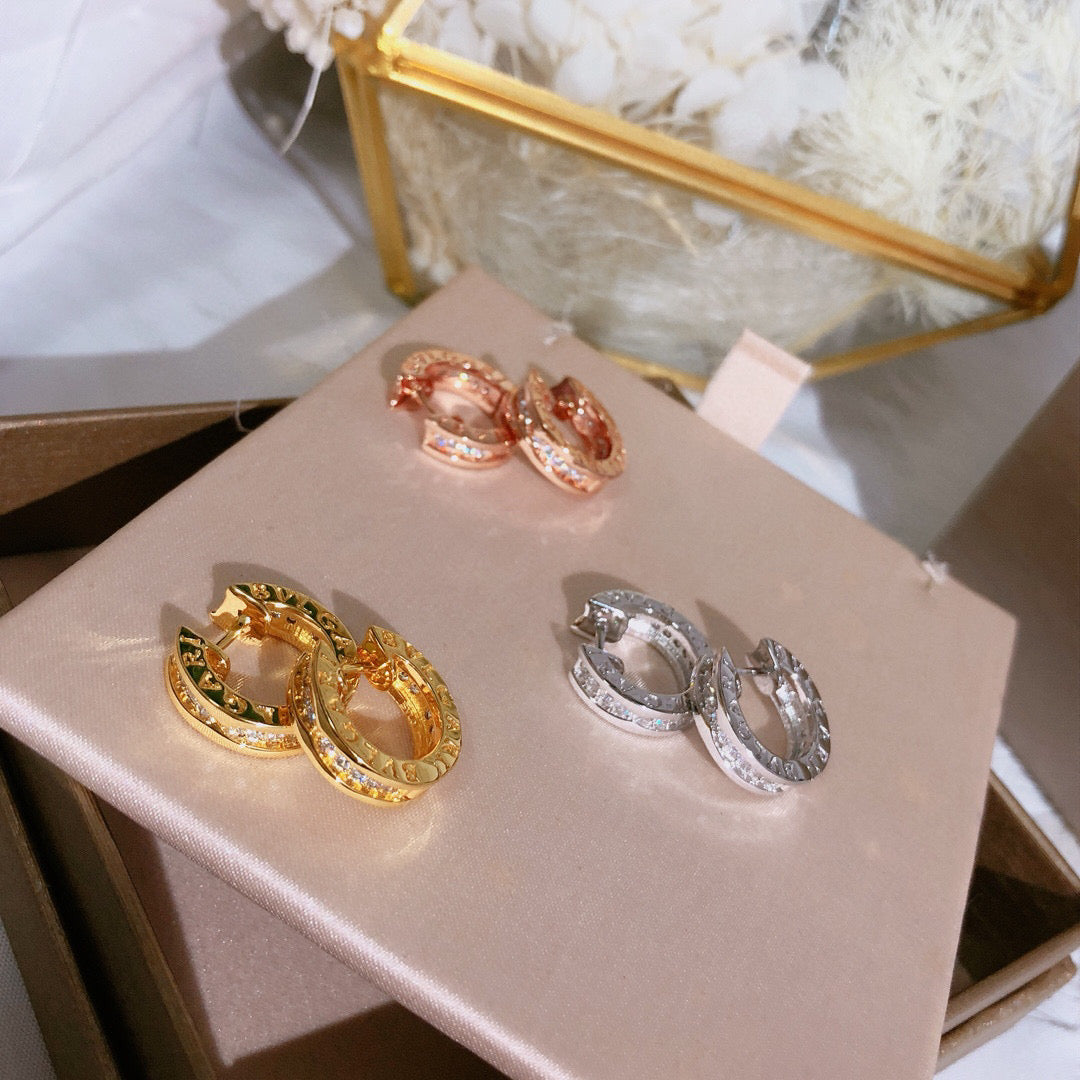 BVLGARI 925 Silver Crystal Earrings