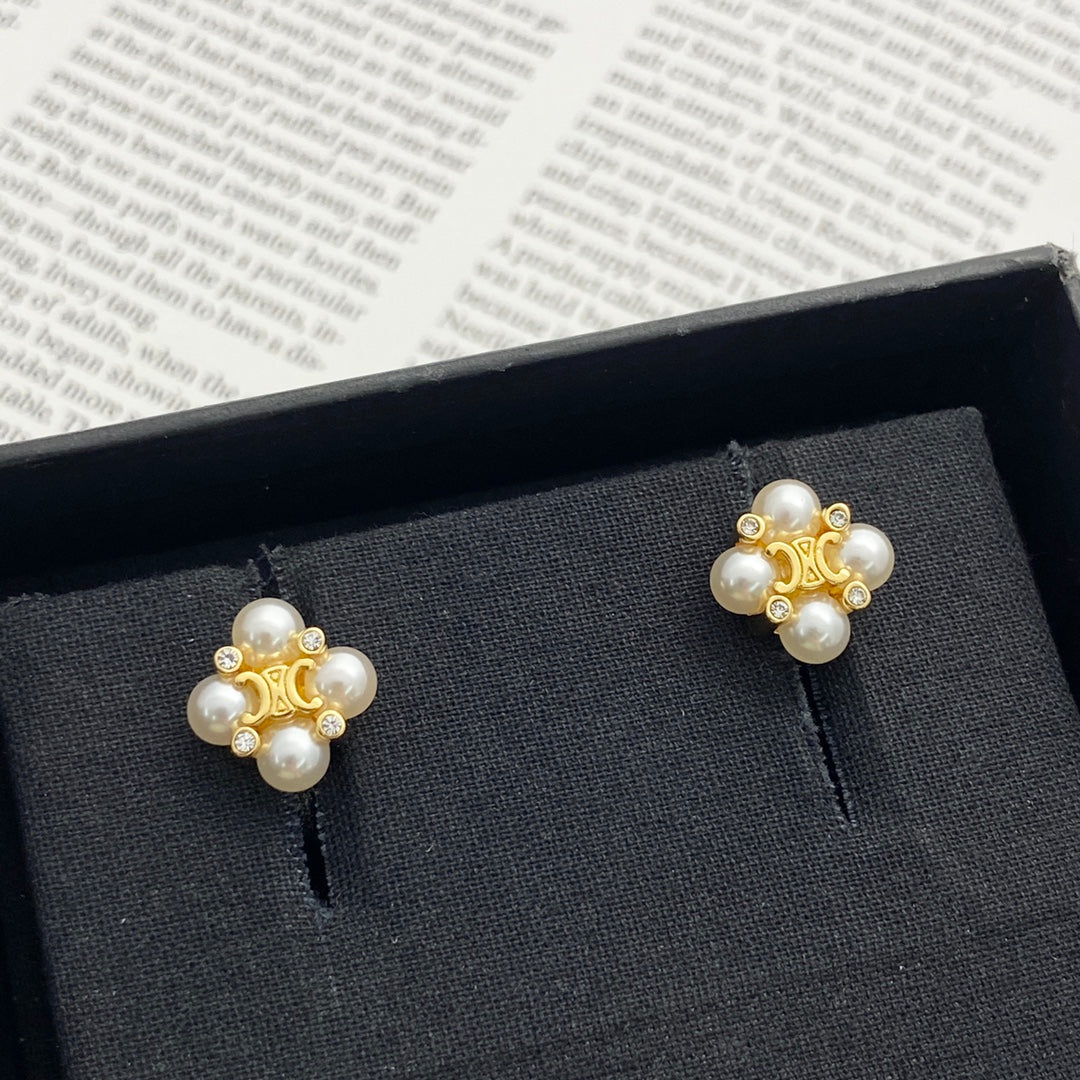 CELINE Pearl Crystal Earrings