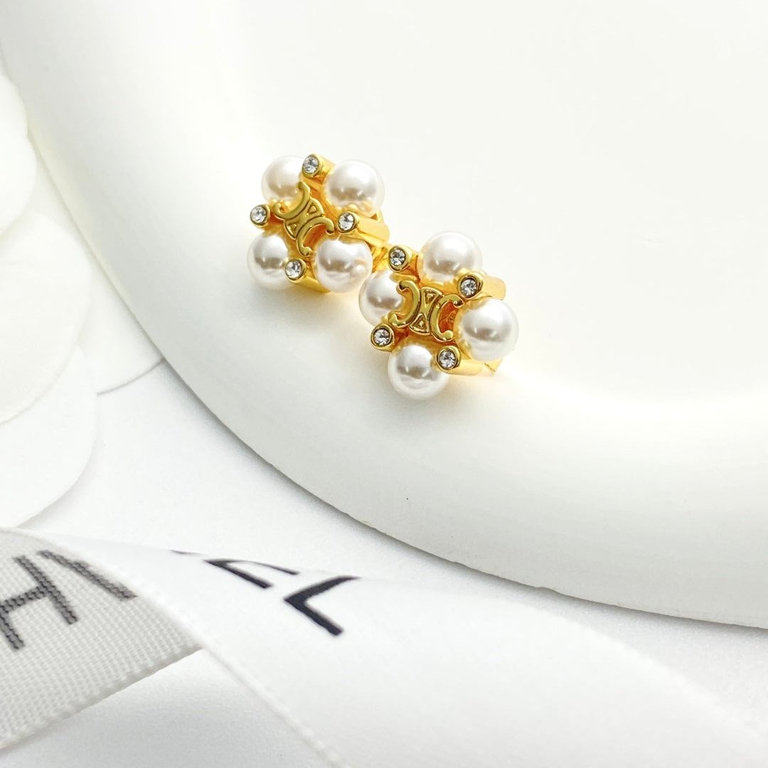 CELINE Pearl Crystal Earrings
