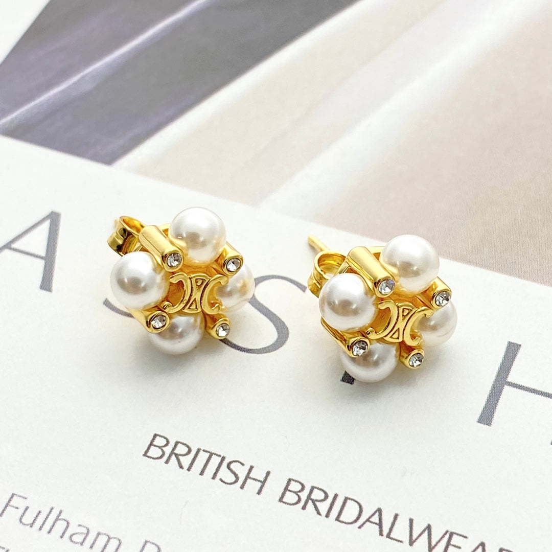 CELINE Pearl Crystal Earrings