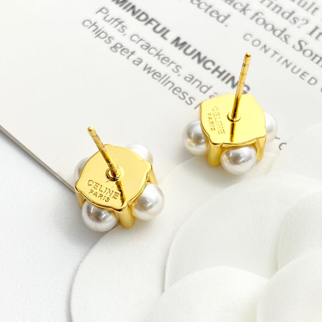CELINE Pearl Crystal Earrings