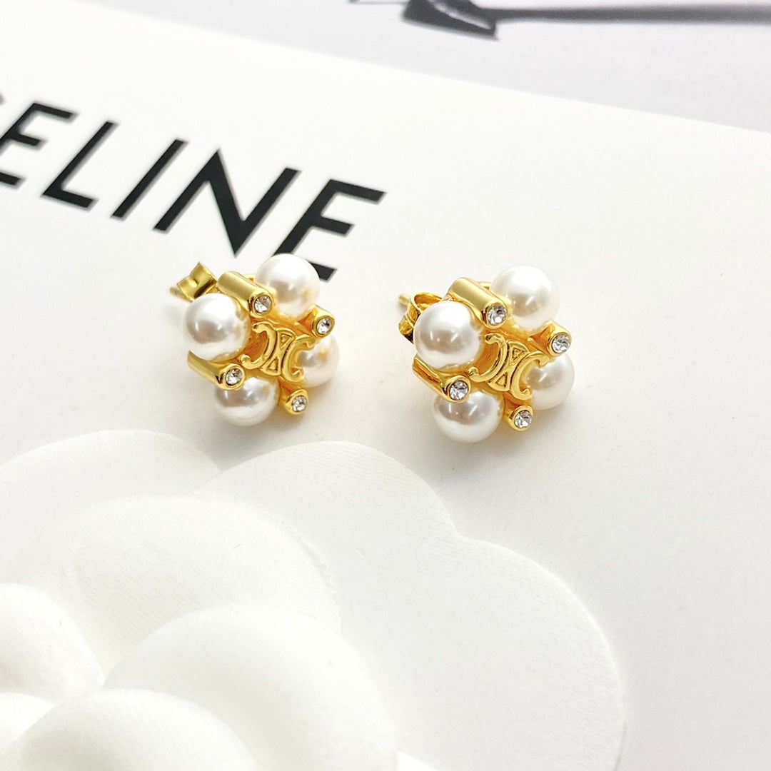CELINE Pearl Crystal Earrings