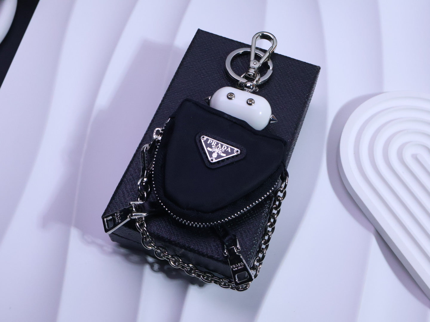 PRADA Triangle Logo Logo Detail Keychain