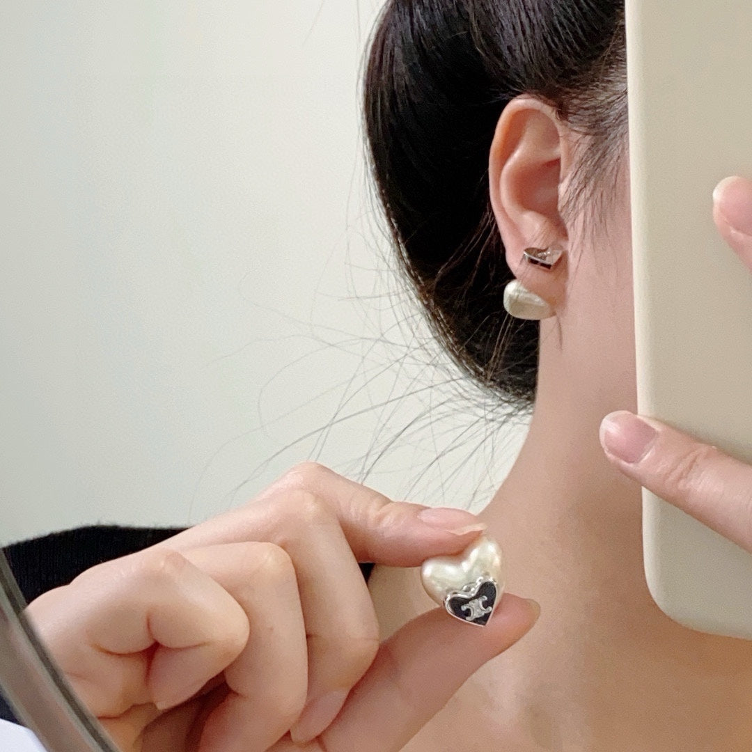 CELINE Triomphe Heart Earrings