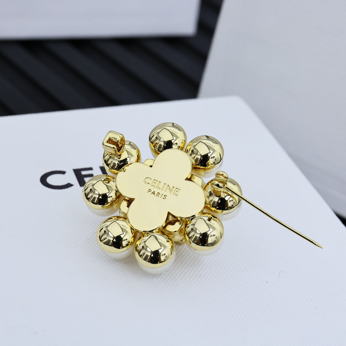 CELINE Pearl Crystal Brooch