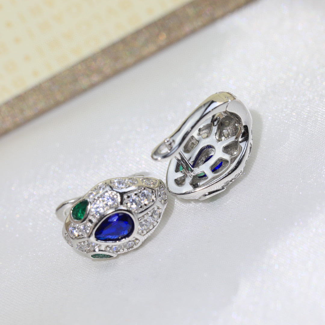 BVLGARI 925 Silver Crystal Earrings