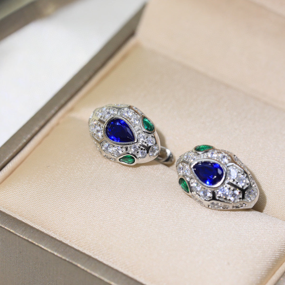BVLGARI 925 Silver Crystal Earrings