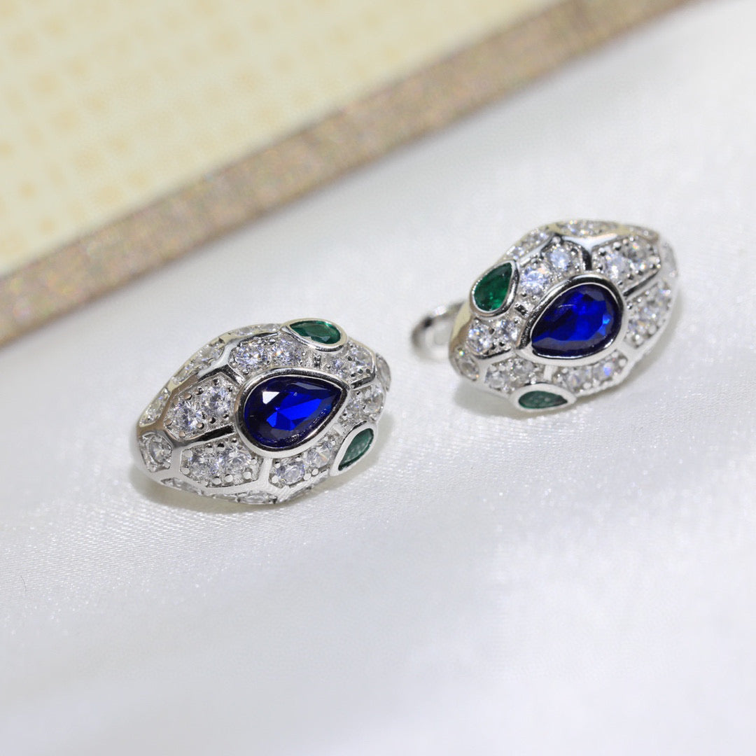 BVLGARI 925 Silver Crystal Earrings
