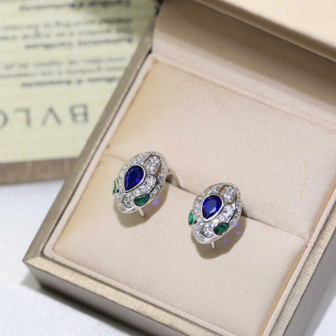 BVLGARI 925 Silver Crystal Earrings