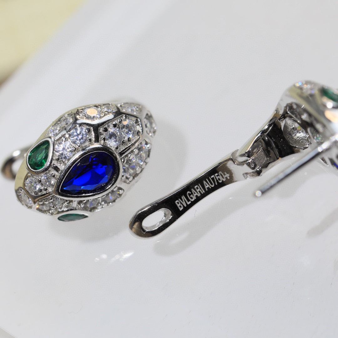 BVLGARI 925 Silver Crystal Earrings