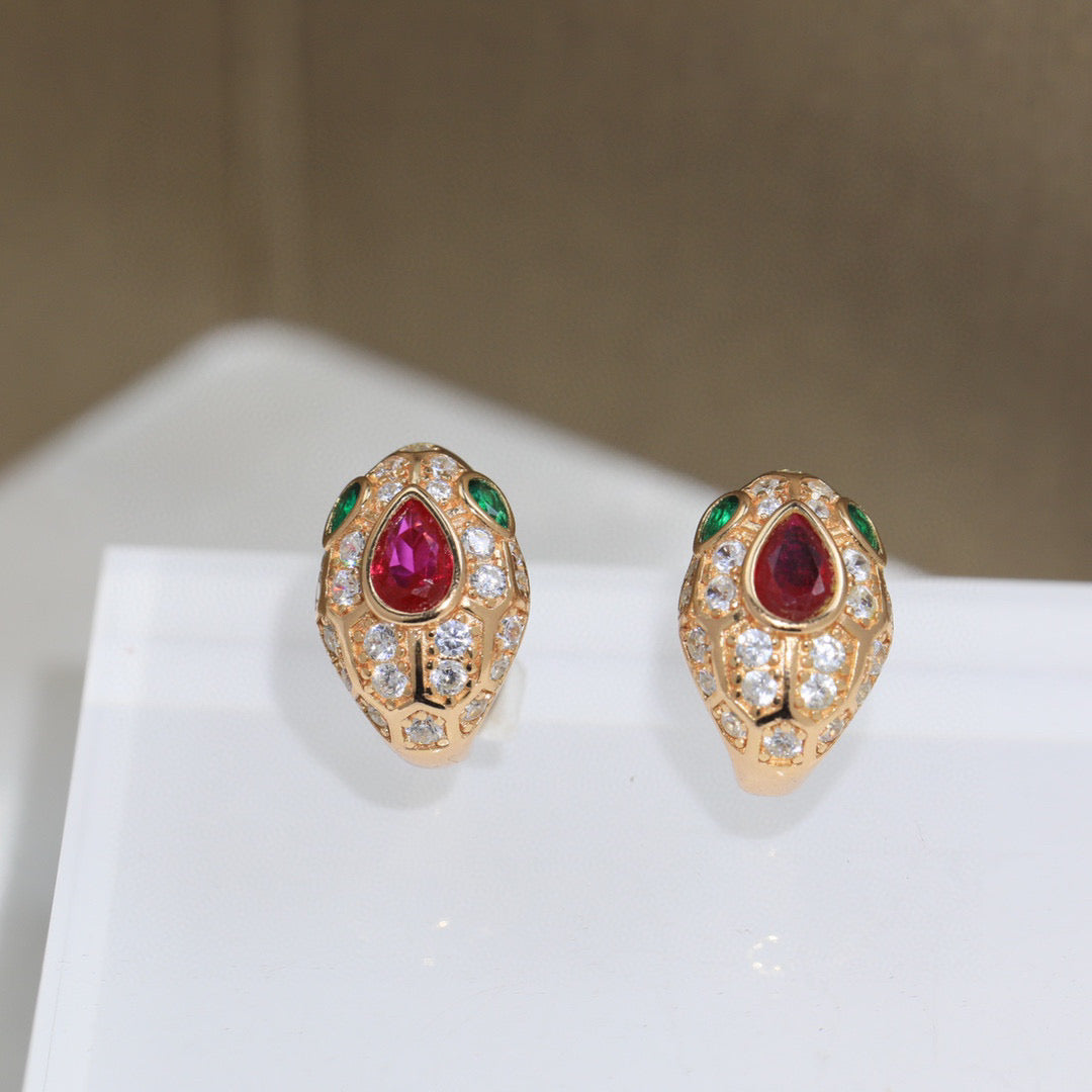 BVLGARI 925 Silver Crystal Earrings