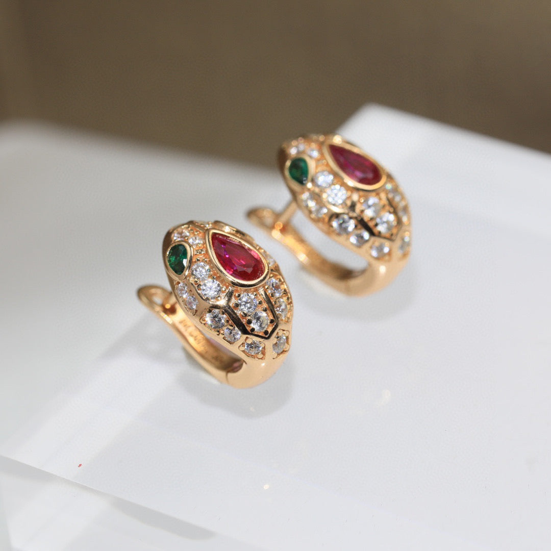 BVLGARI 925 Silver Crystal Earrings