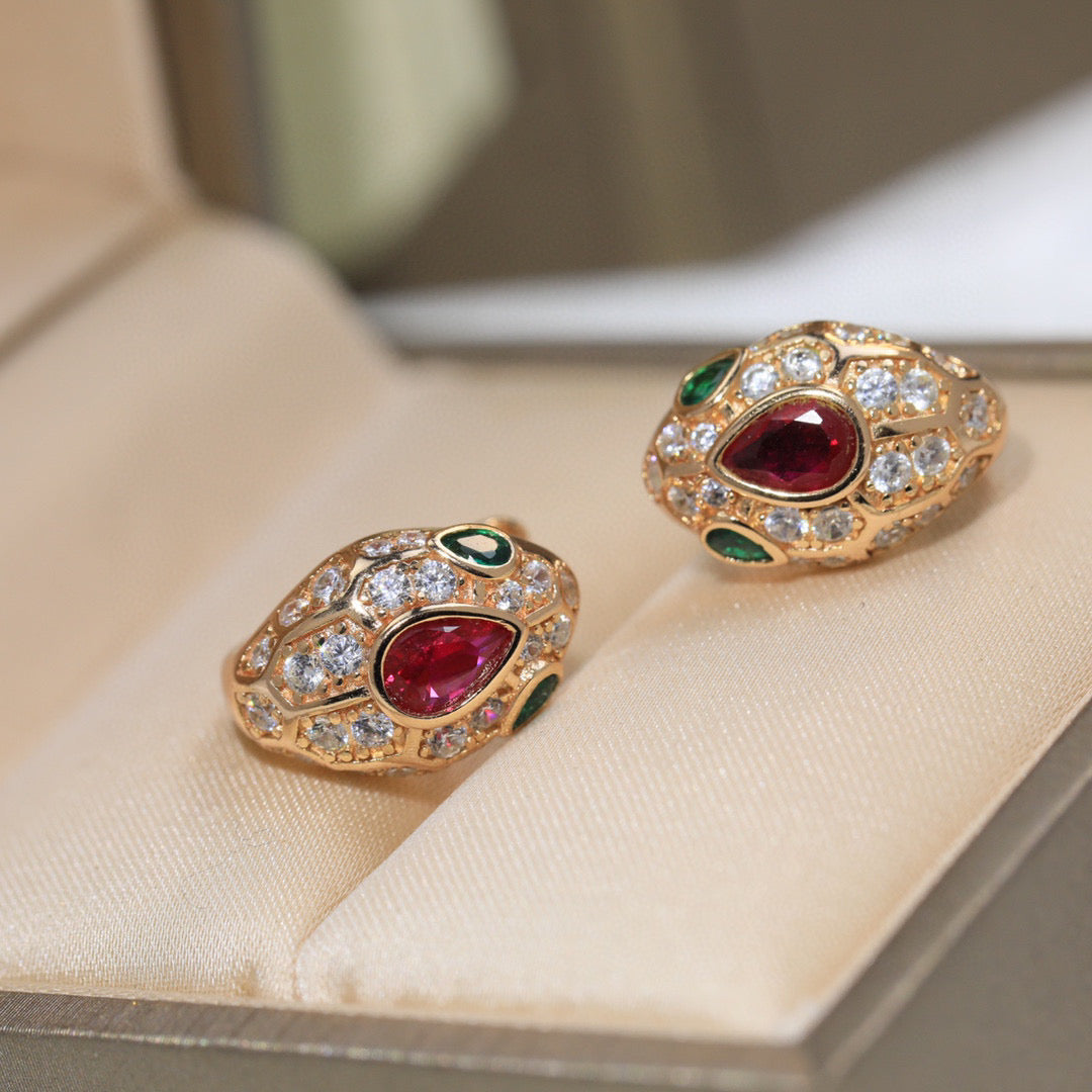 BVLGARI 925 Silver Crystal Earrings