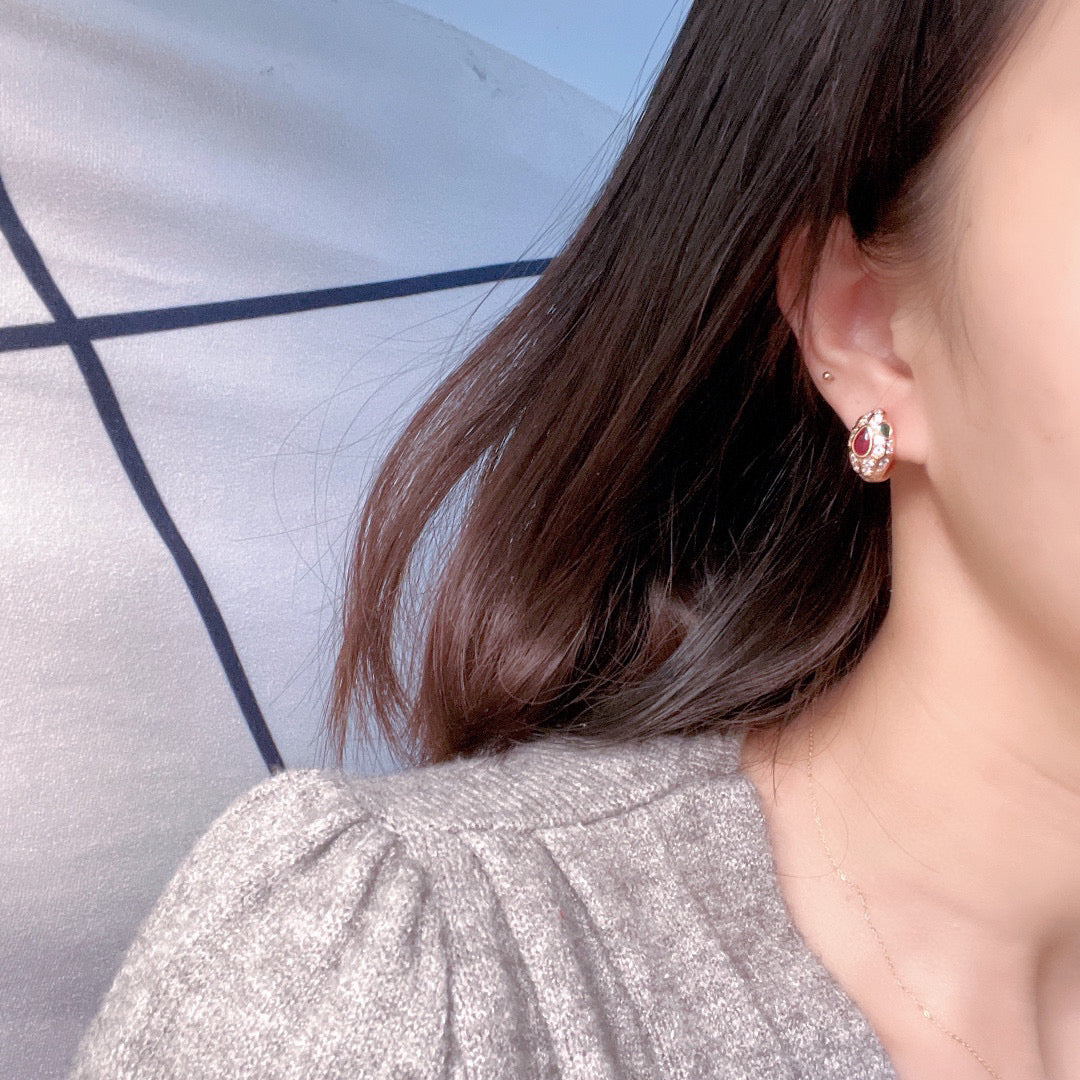 BVLGARI 925 Silver Crystal Earrings