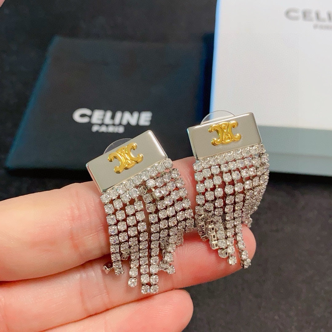 CELINE Crystal Triomphe Earrings