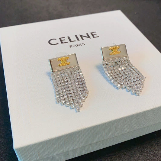CELINE Crystal Triomphe Earrings