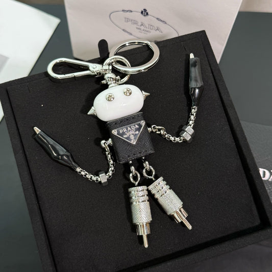 PRADA Enamel Leather Keychain