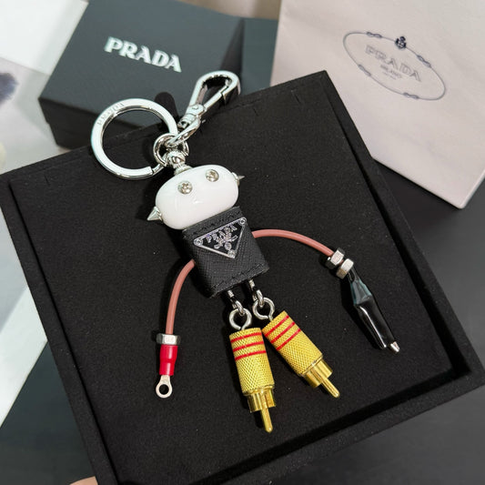 PRADA Enamel Leather Keychain