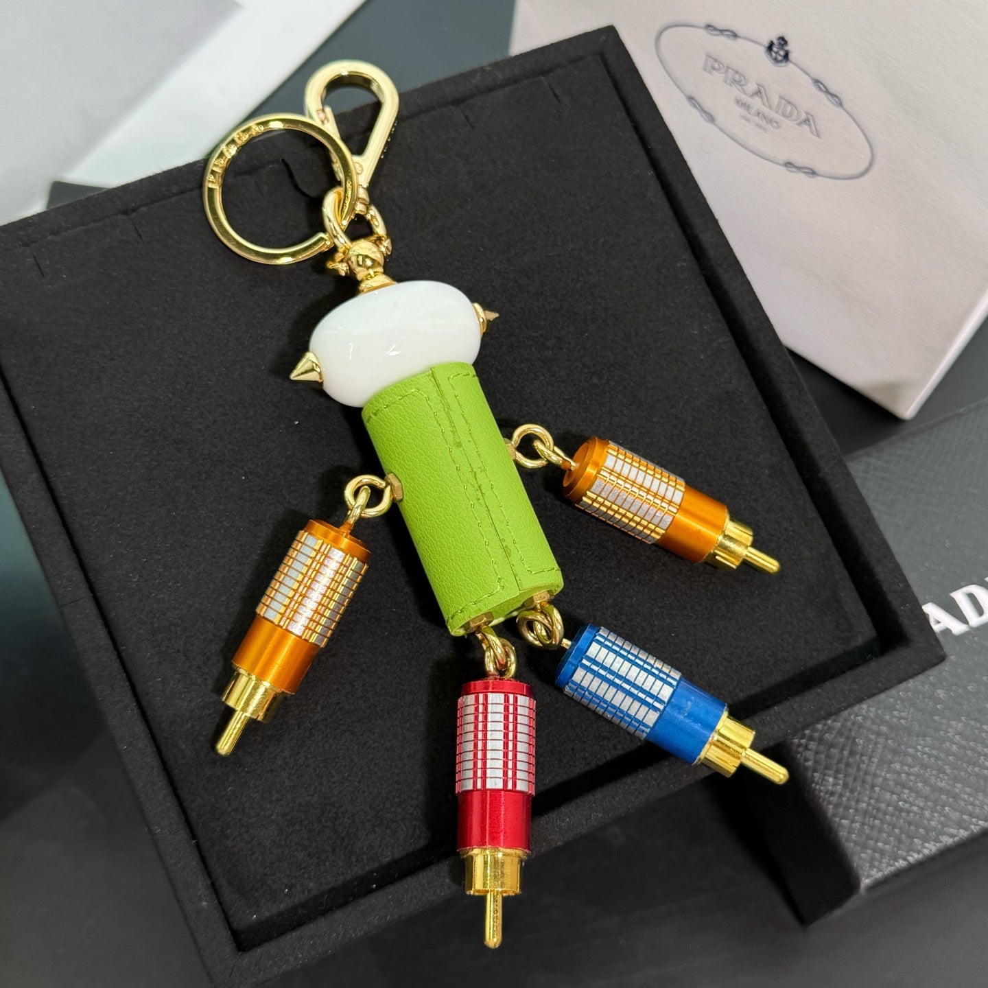 PRADA Enamel Leather Keychain