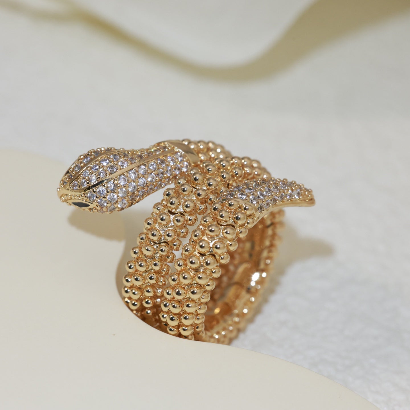 BVLGARI Gold-Plated Crystal Ring