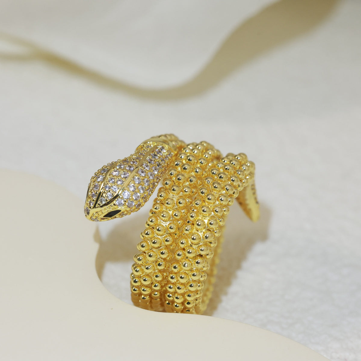 BVLGARI Gold-Plated Crystal Ring