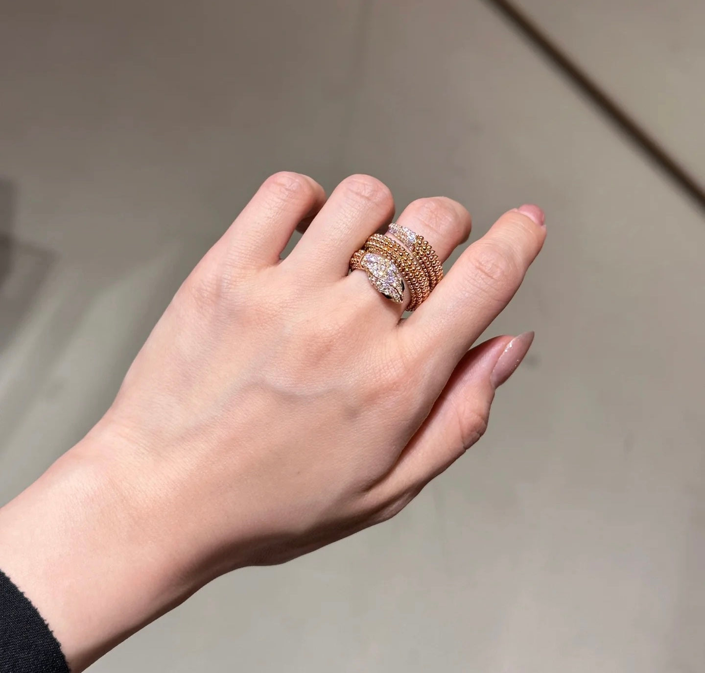 BVLGARI Gold-Plated Crystal Ring