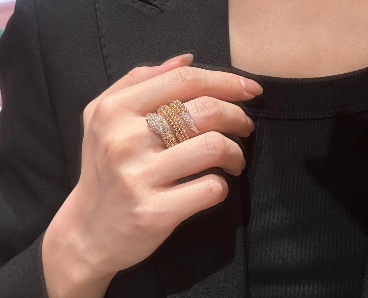 BVLGARI Gold-Plated Crystal Ring