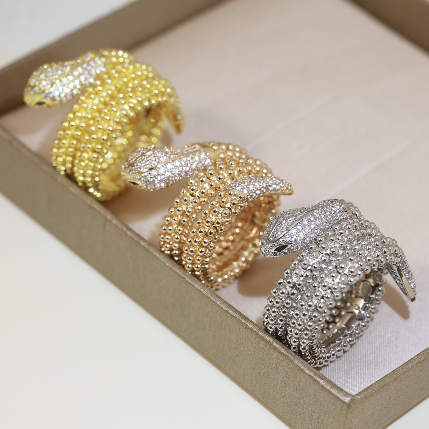 BVLGARI Gold-Plated Crystal Ring