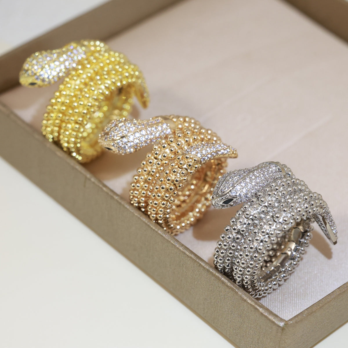 BVLGARI Gold-Plated Crystal Ring