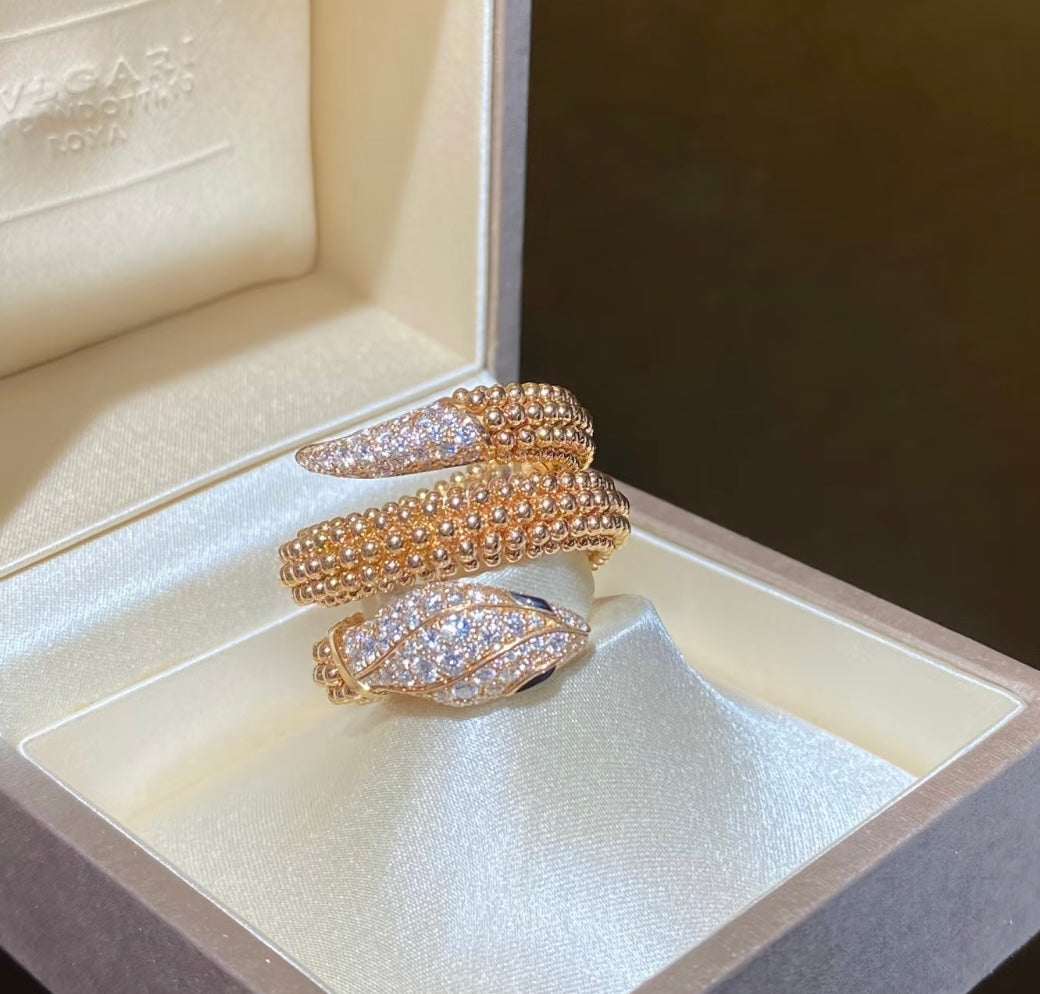BVLGARI Gold-Plated Crystal Ring