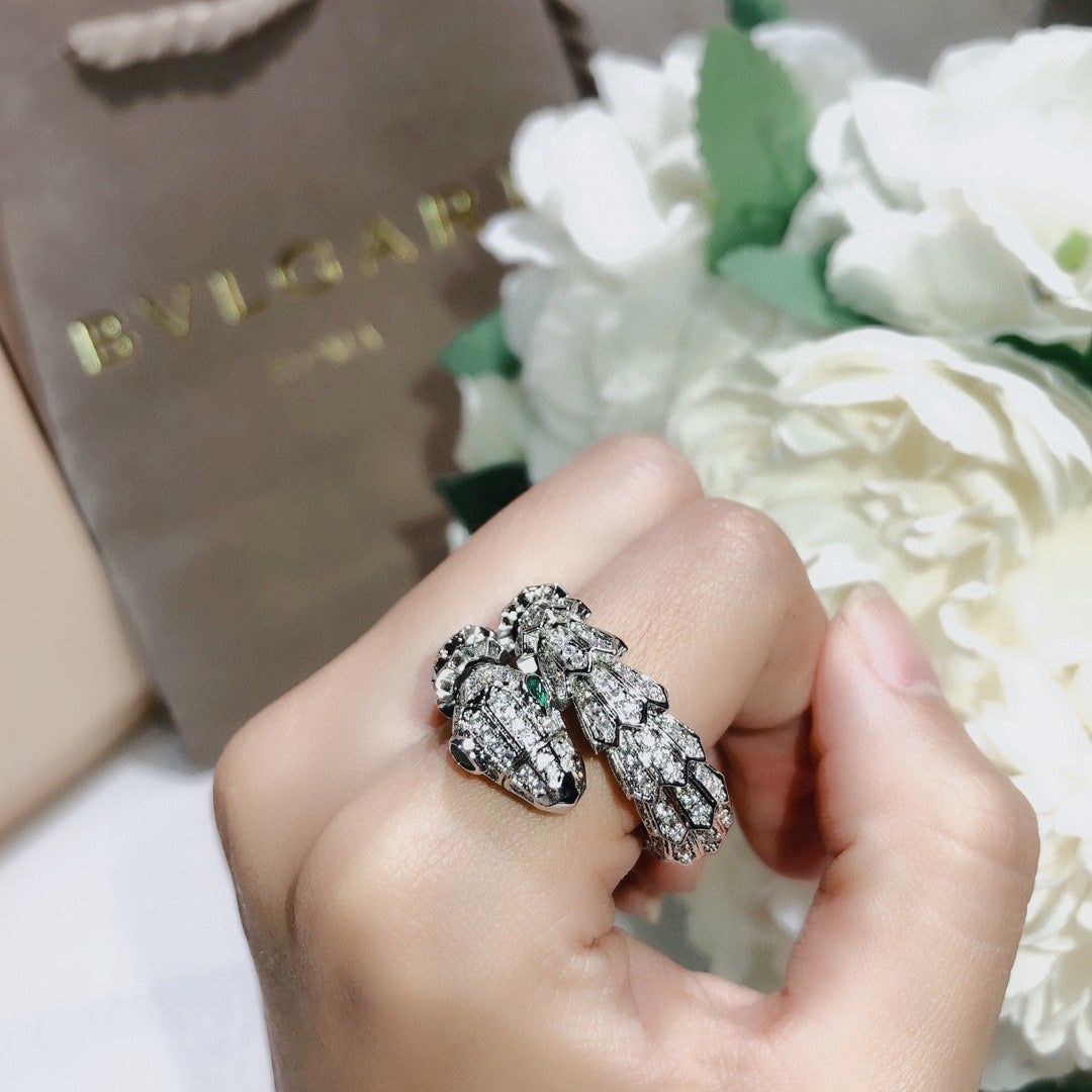 BVLGARI Gold-Plated Crystal Ring
