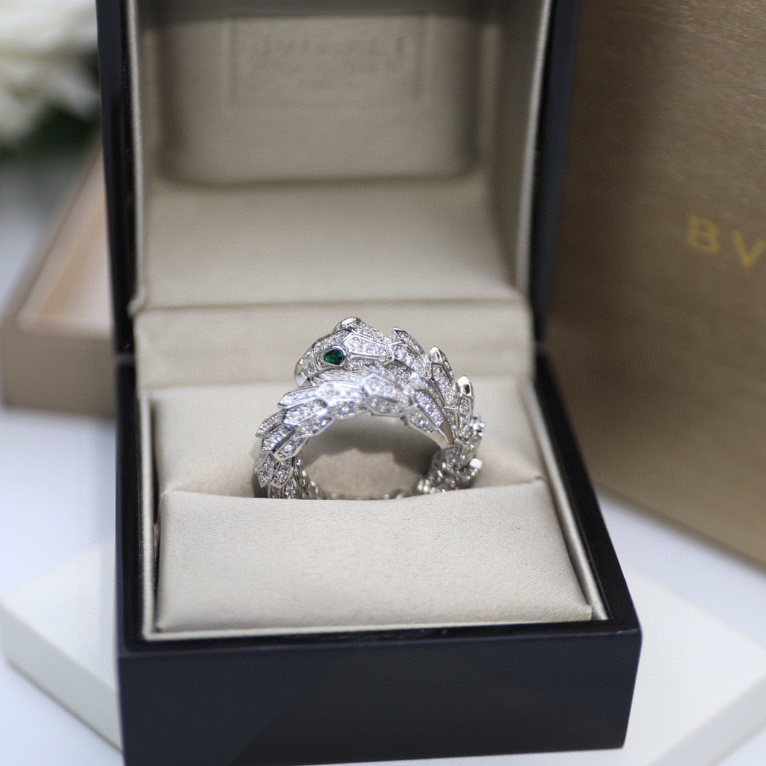 BVLGARI Gold-Plated Crystal Ring