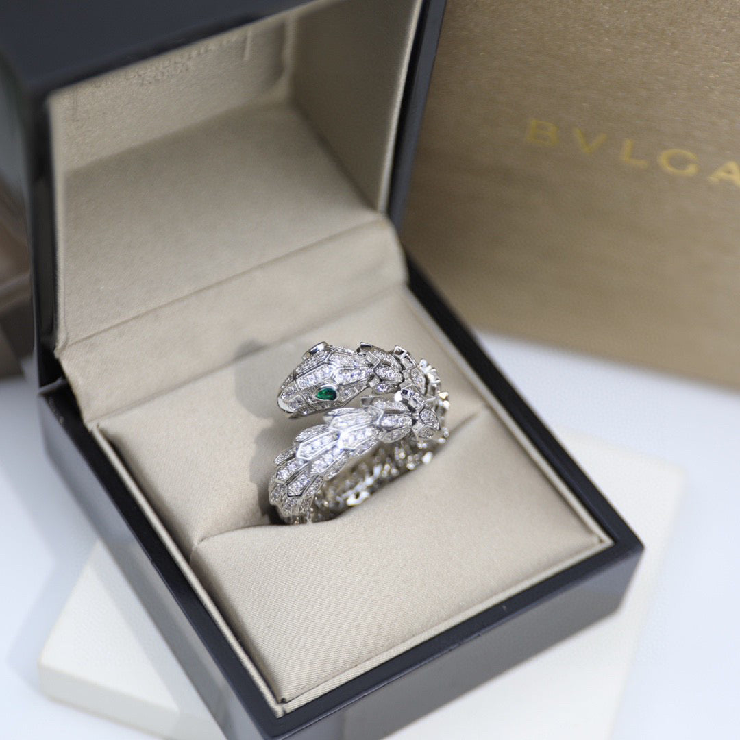 BVLGARI Gold-Plated Crystal Ring