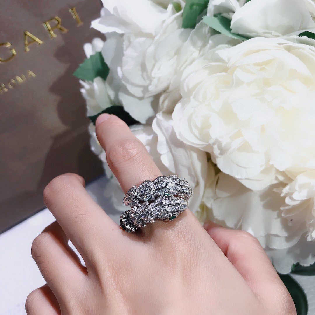 BVLGARI Gold-Plated Crystal Ring