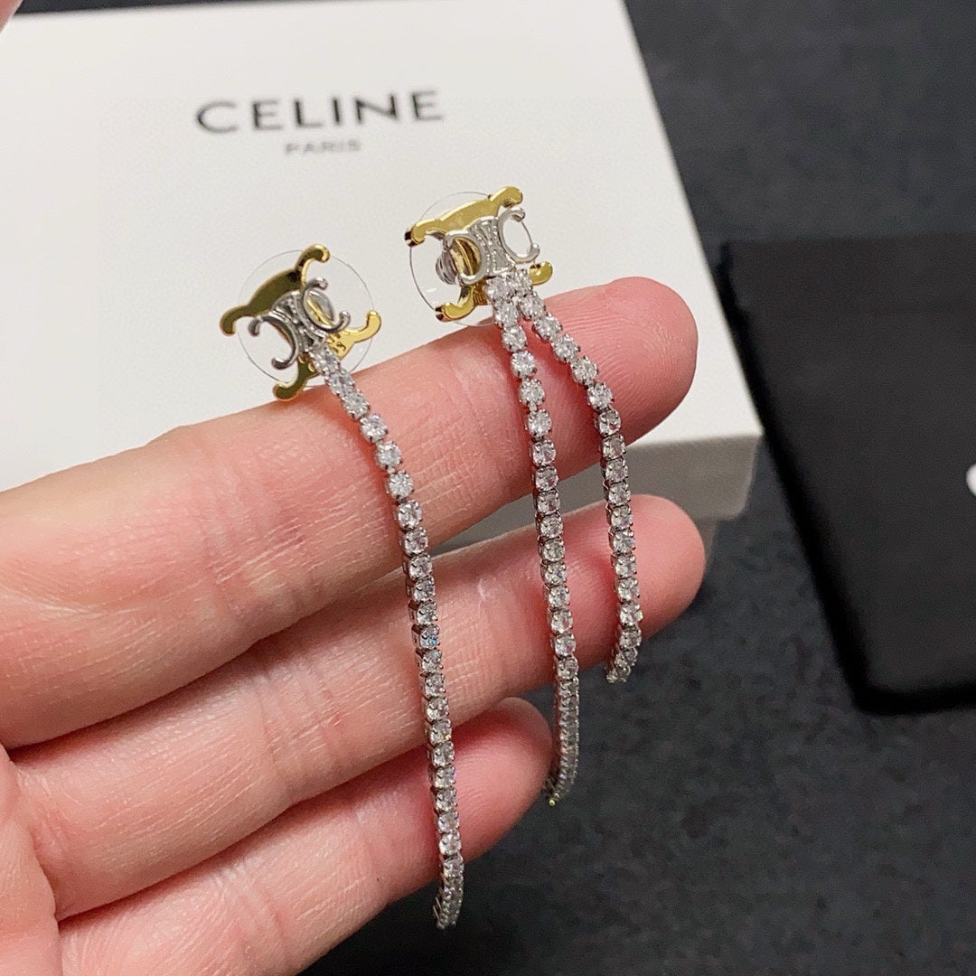CELINE Crystal Triomphe Earrings