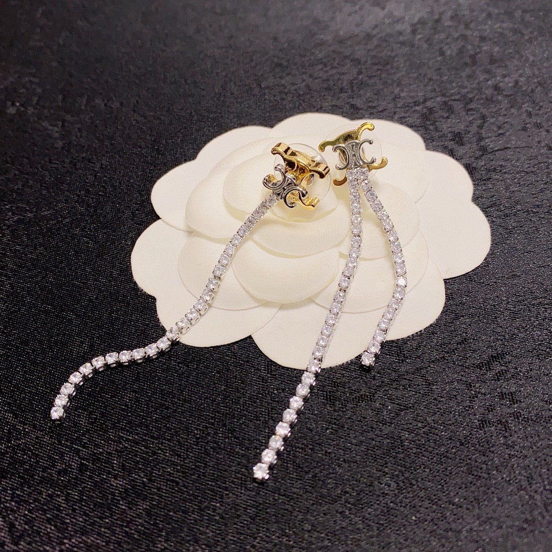 CELINE Crystal Triomphe Earrings
