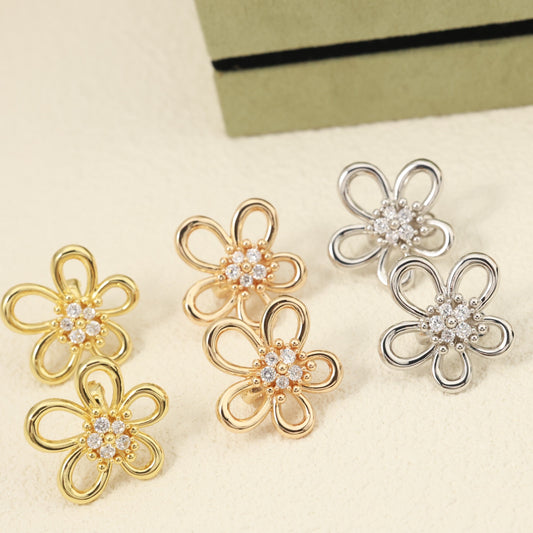Van Cleef & Arpels Style Flower Stud Earrings